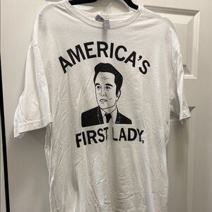 “America’s First Lady” Elon Musk White Graphic Men's T-Shirt from Raygun
